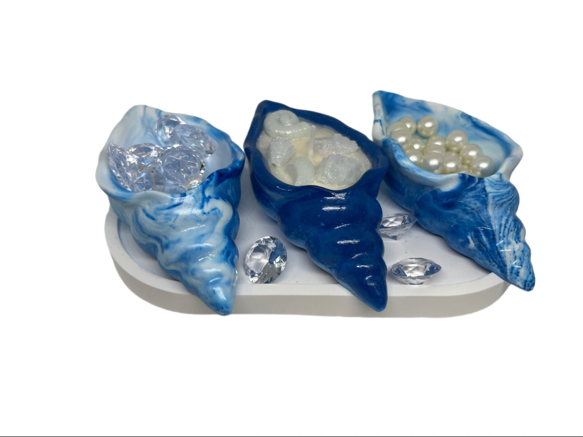 Marble seashell candle/ vessel