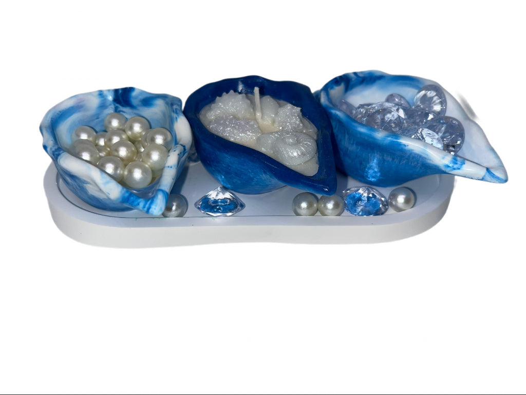 Marble seashell candle/ vessel