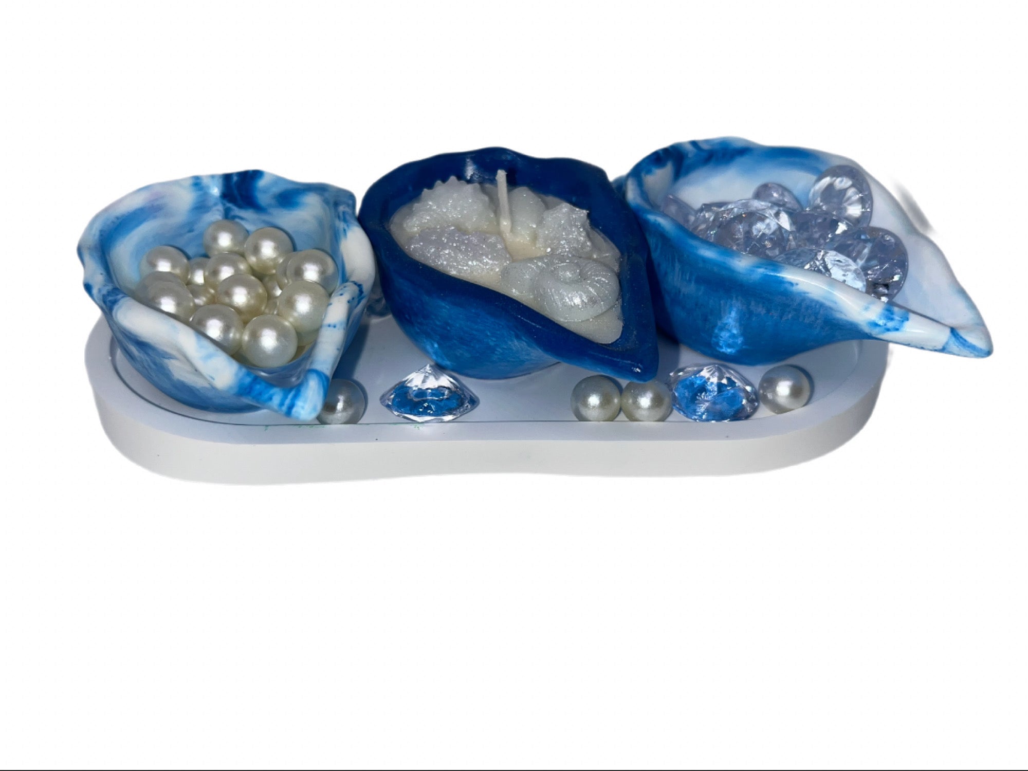 Marble seashell candle/ vessel