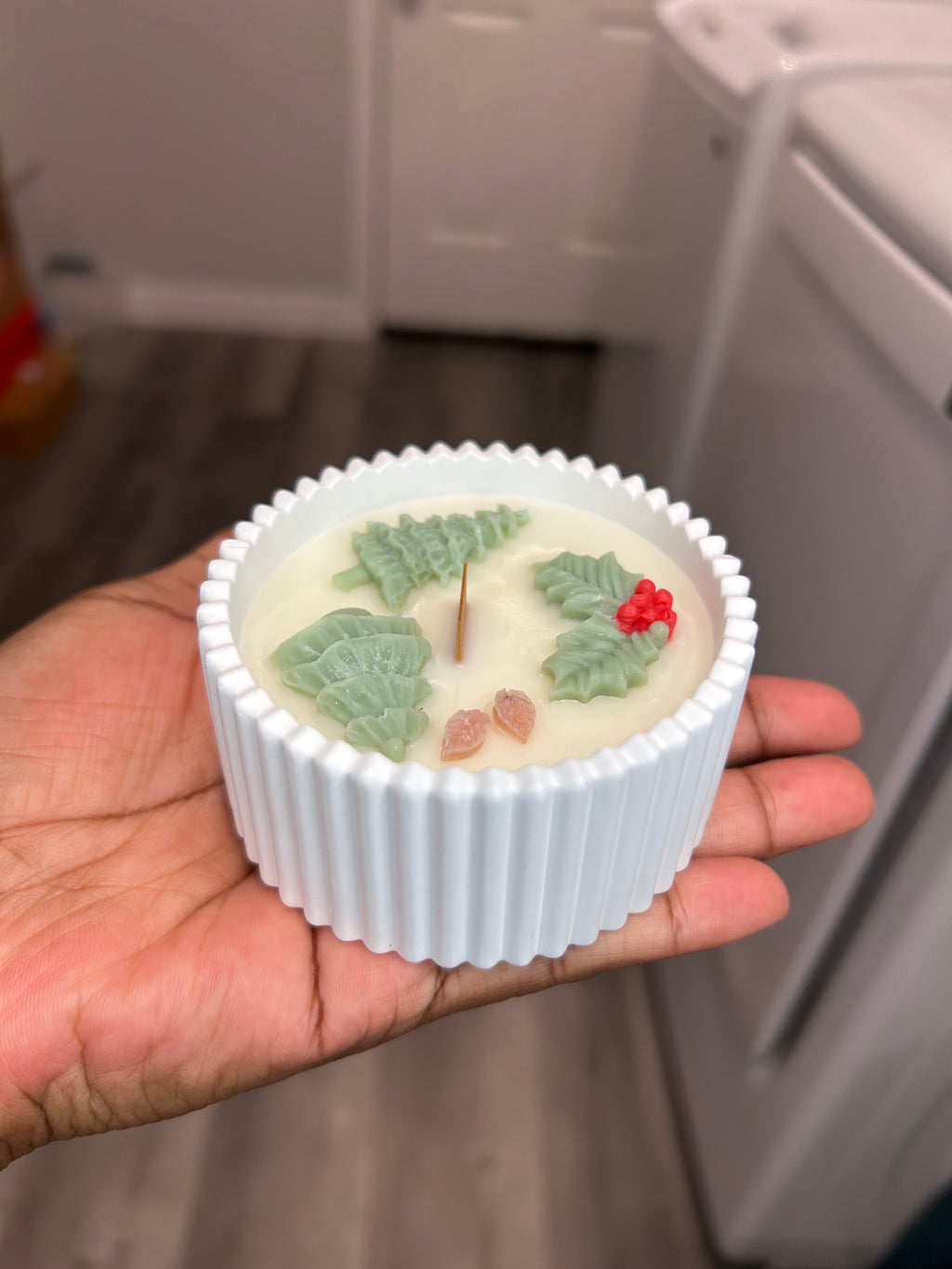 Christmas vessel, handmade with soy wax