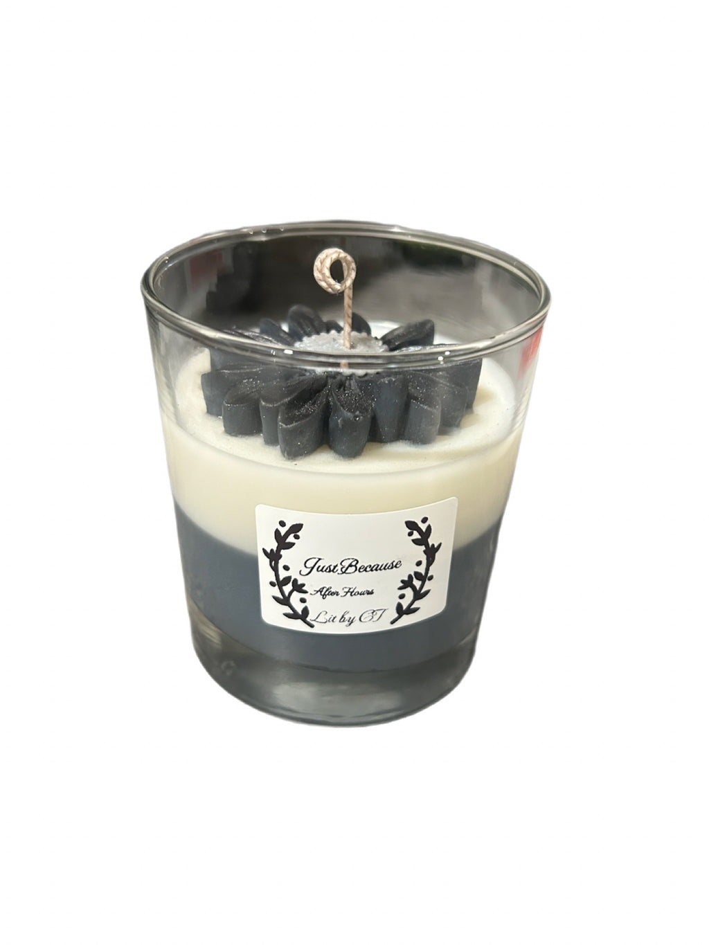 "Just Because" Candle with Daisy accent and "After Hours" scent