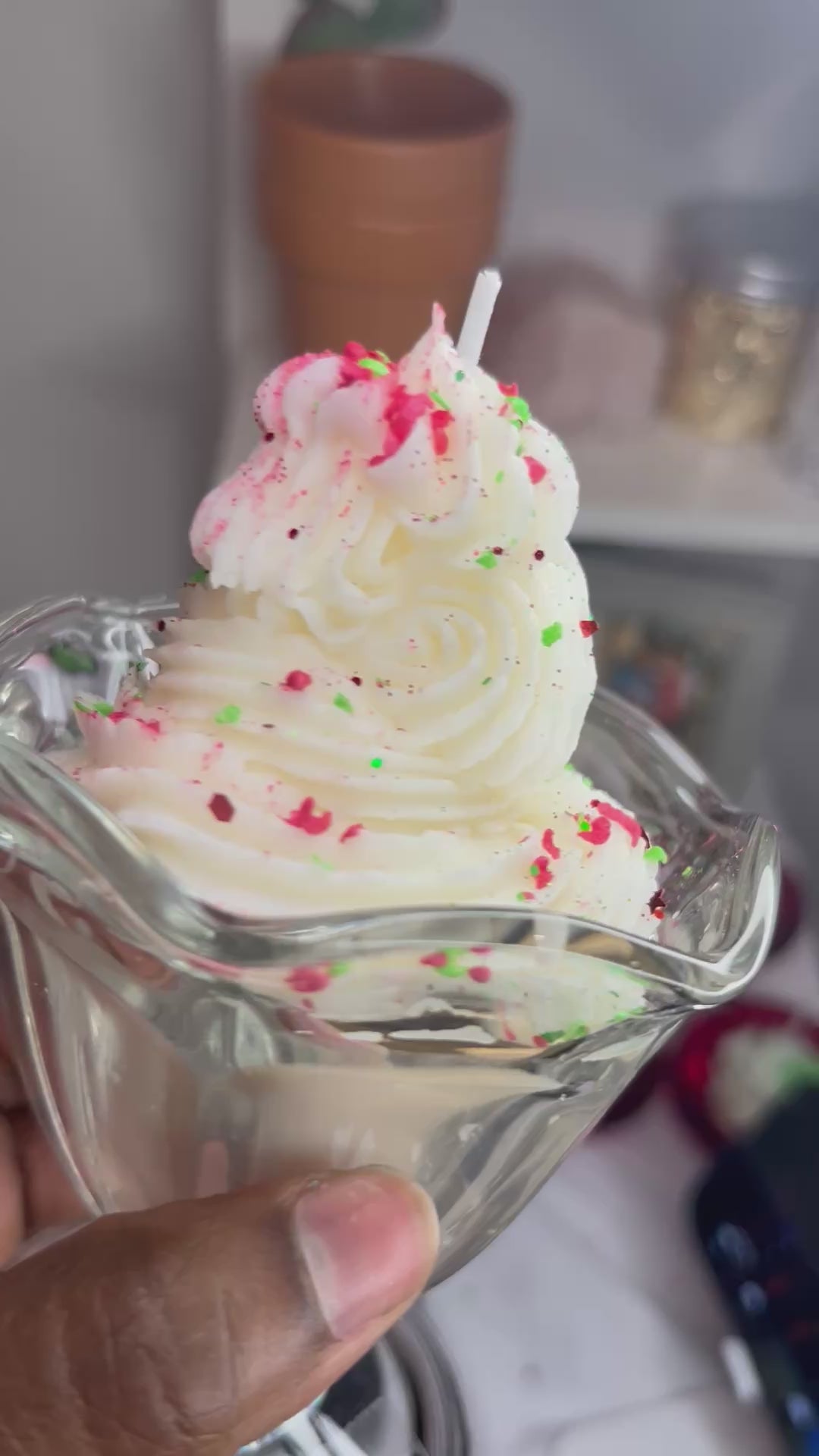 Peppermint milkshake candle